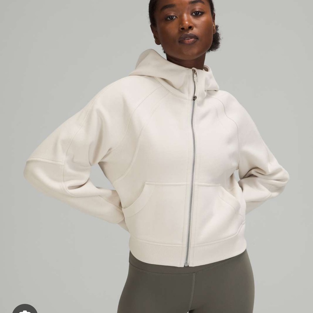 Full zip white opal oversized cropped scuba